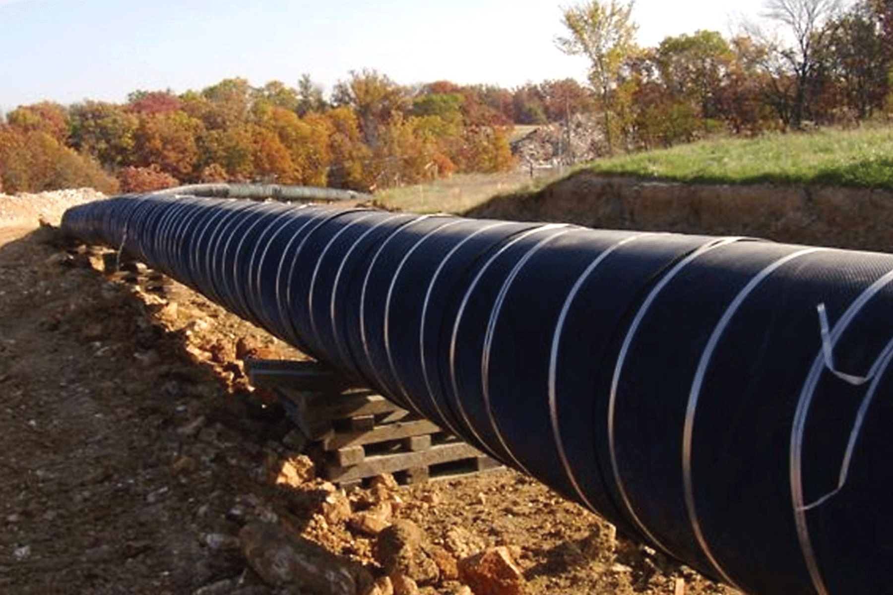 a large pipe protected by rockshield