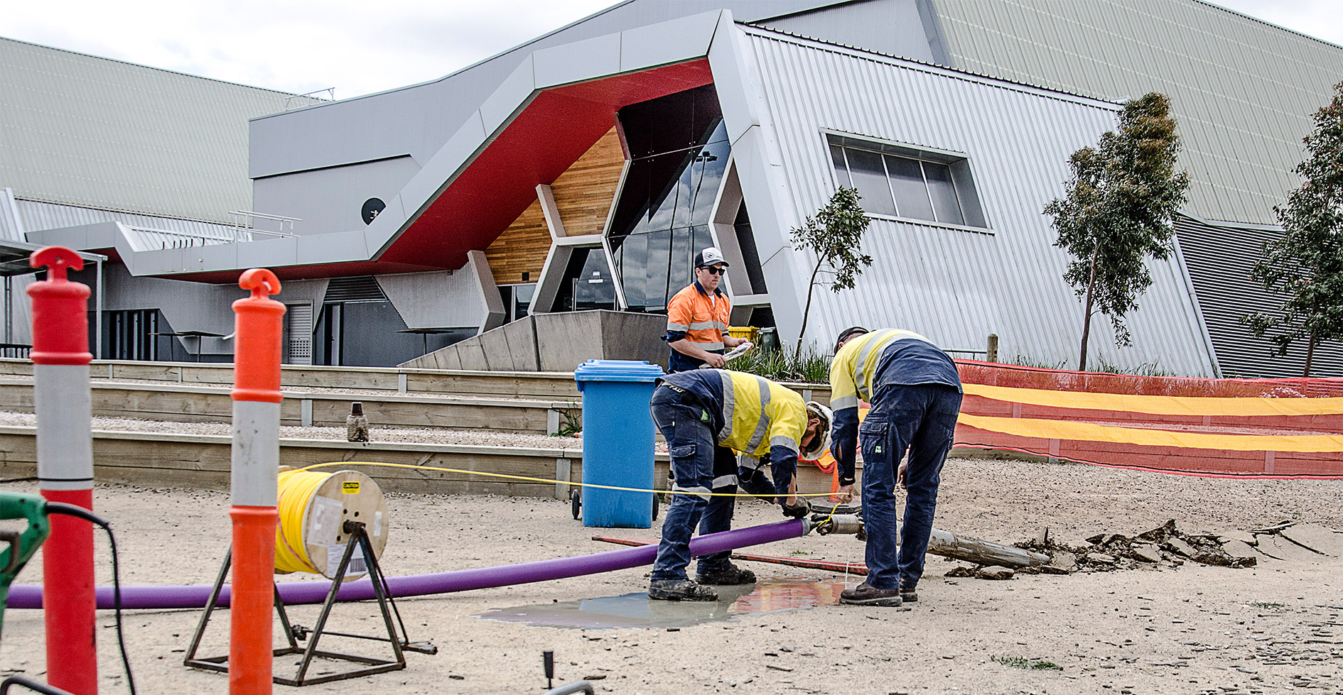 a group of men working on a construction site