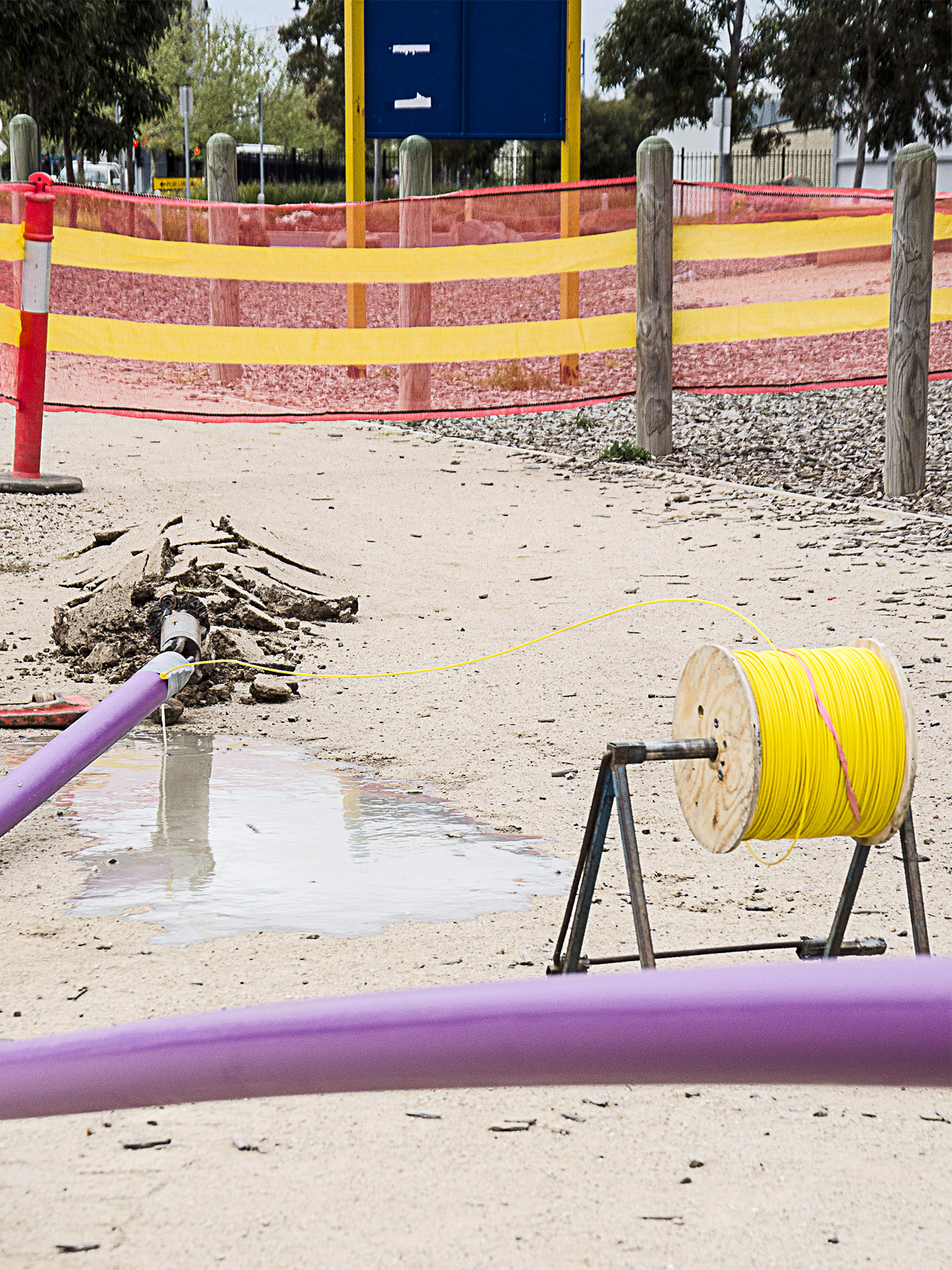 a coil of yellow copperhead wire in use