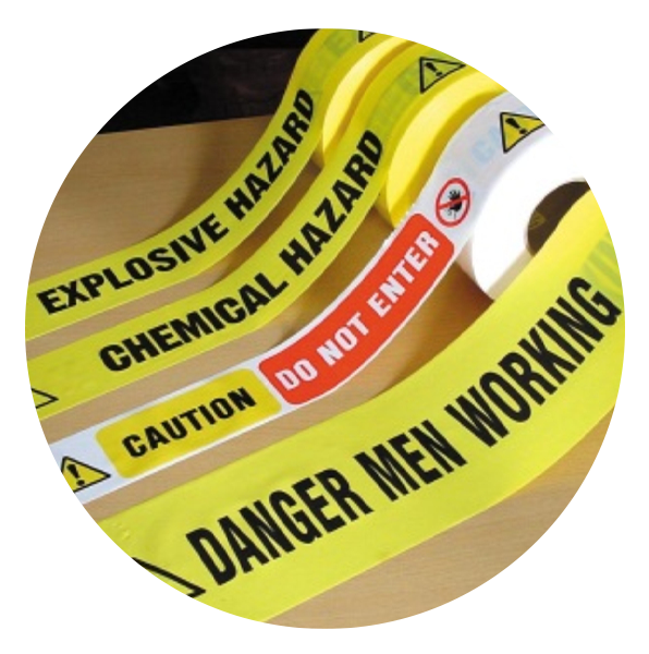 a close-up of premium safety warning tapes